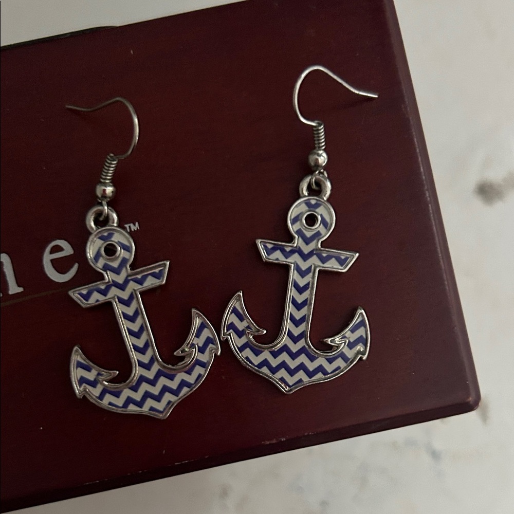 H&M Blue and Silver Anchor Earrings